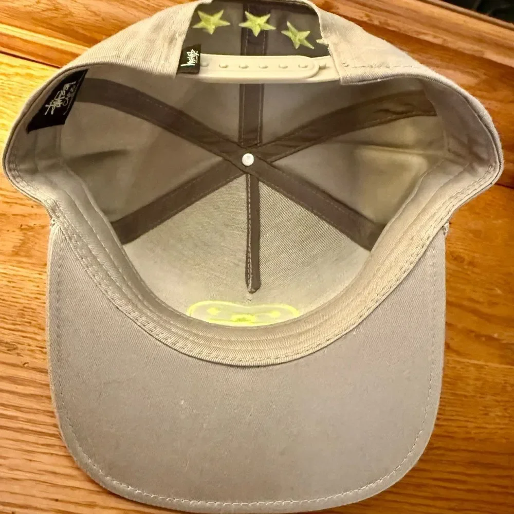 Stussy Gray Cap with Neon yellow Stars! Super Rare from Y2k! Vintage! Brand new!